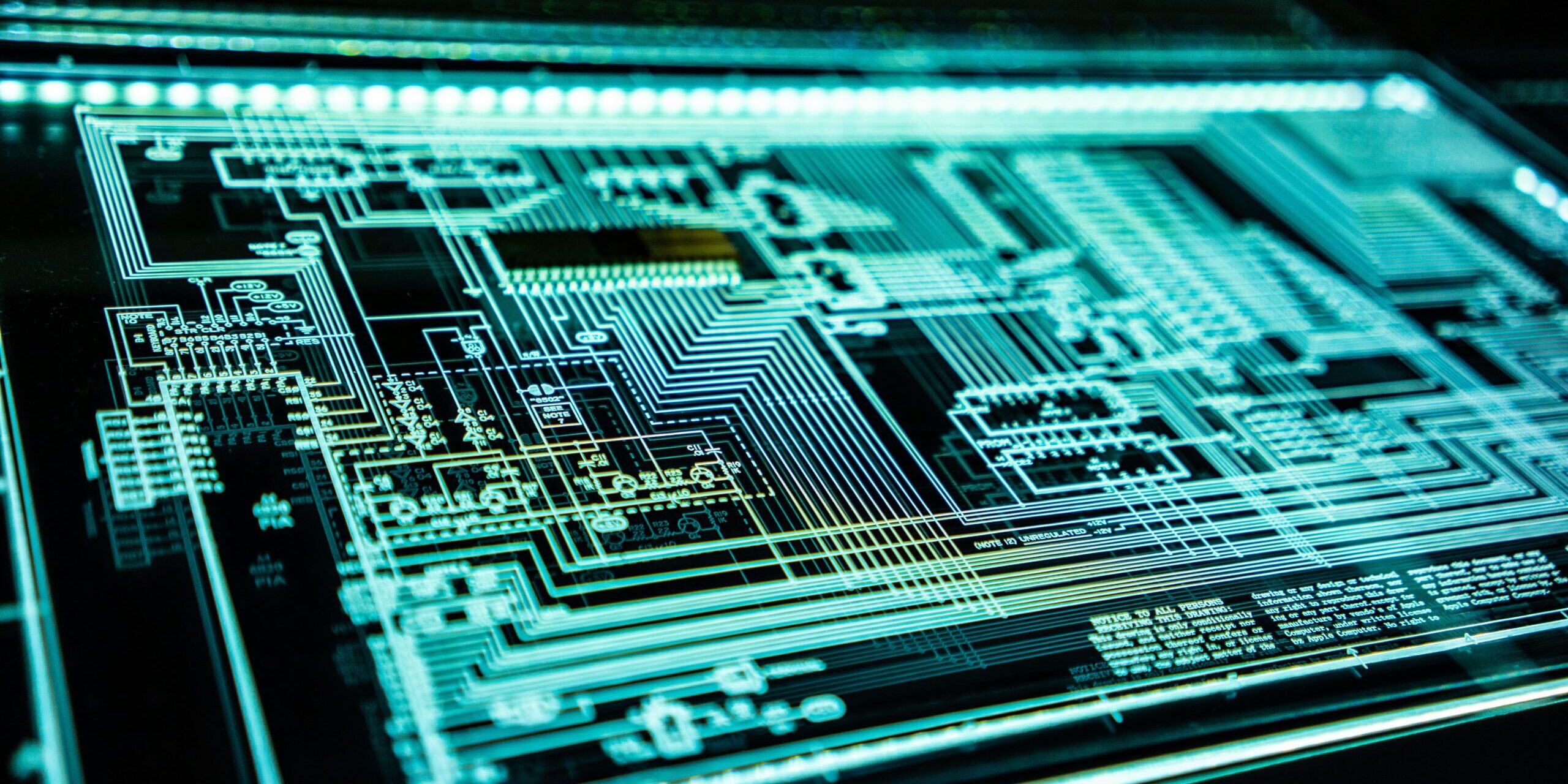 Abstract circuit/computing graphic on light up screen