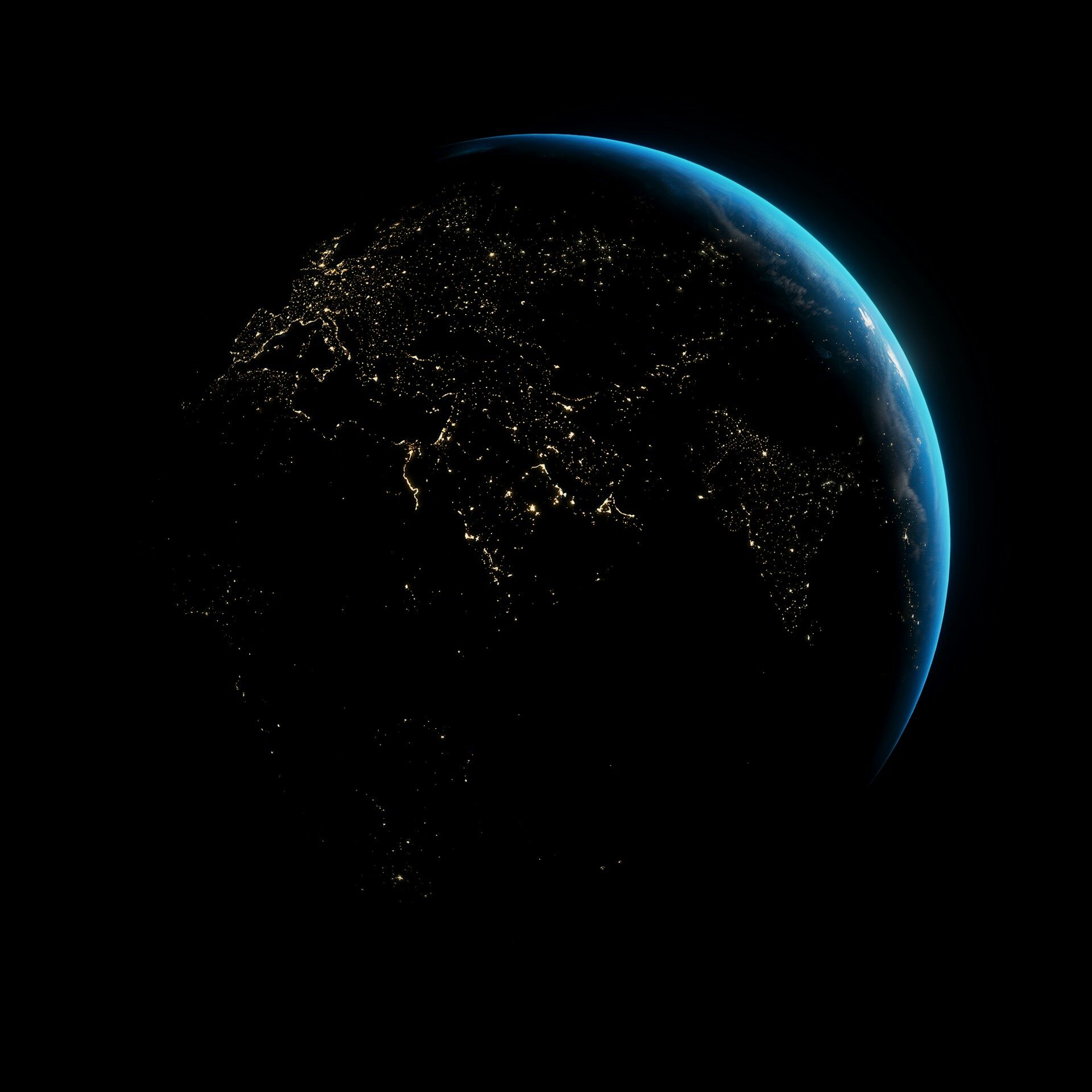 Image of the Earth from space at night